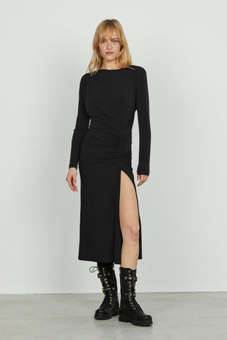 Abito PATREM midi manica lunga con pieghe più spacco più goccia schiena