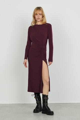 Abito PATREM midi manica lunga con pieghe più spacco più goccia schiena