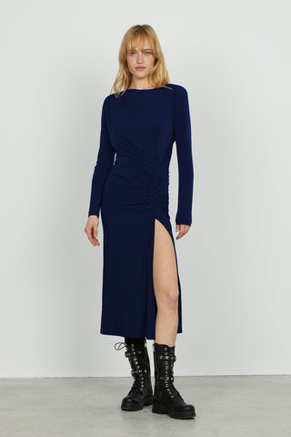 Abito PATREM midi manica lunga con pieghe più spacco più goccia schiena