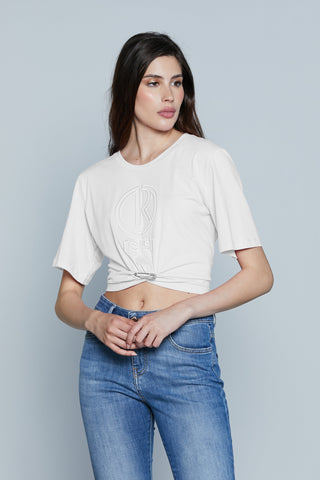 T-Shirt FERROL Corta M/M con Ricamo Logo più Spilla Balia con Strass