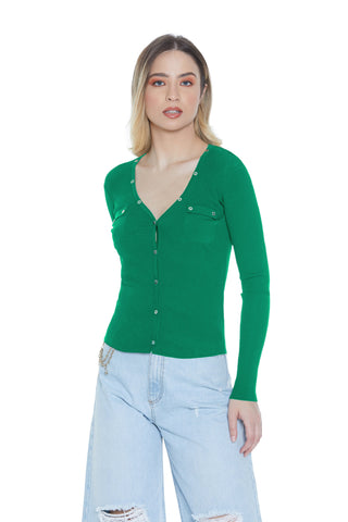 Cardigan MARKAB manica lunga con patte più bottoni costina