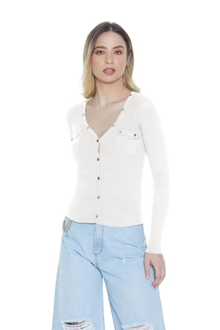Cardigan MARKAB manica lunga con patte più bottoni costina