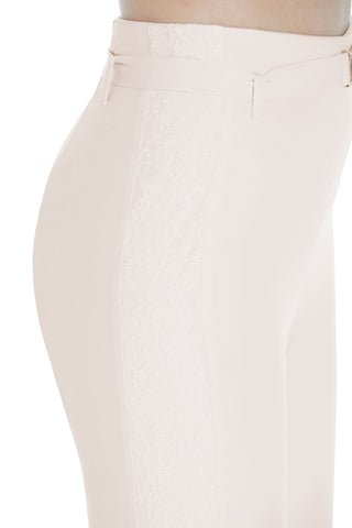 Panta ALMACH capri con bande tulle ricamo più cintura fibbia strass