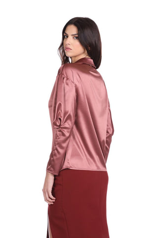 Blusa CRUSETTYN manica lunga con pinces più finta abbotonatura