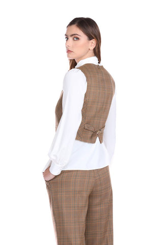 Gilet GILSA scollo tondo con martingala più tasche filetto check