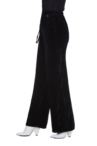 Pantaloni VERCIX vita alta con coulisse palazzo con tasche velluto