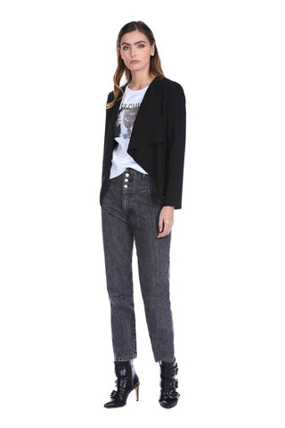 Jeans MILAS vita alta con bustino smoking più 4 ts denim black
