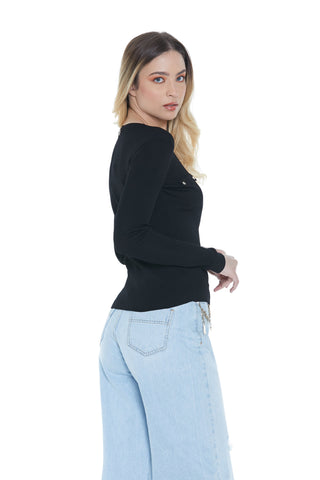 Cardigan MARKAB manica lunga con patte più bottoni costina