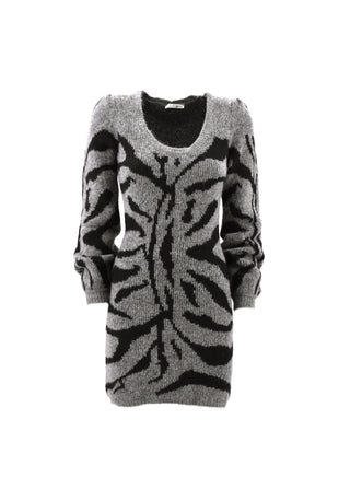 Abito DESIREK corto manica lunga palloncino jacquard animalier