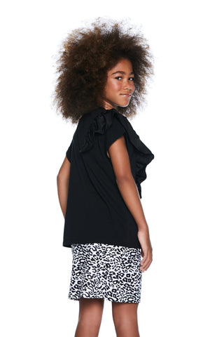 T-shirt SHILERINA mezza manica aletta con appl.strass più rouches tafta più stampa int.logo