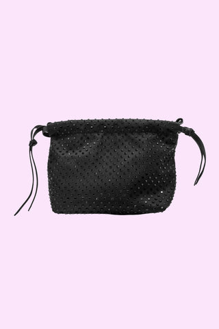 Borsa DIAMOND secchiello 1 manico ecopelle più tracolla catena più strass neopr.