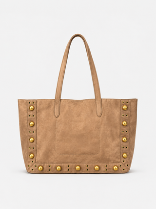 Borsa HARUKA due manici con snap più borchie più occhielli più logo eco-camoscio