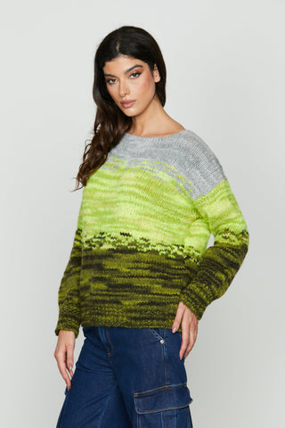 Maglia SAMBIA manica lunga Scollo Ampio Jacquard Multicolor