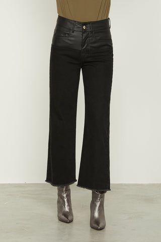 Jeans VICL_A v.alta crop 5ts con ins.ecopelle più f.do sfrangiato denim black