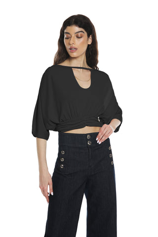 Blusa DIANAS corta m.3/4 pipistrello con incr.schiena più goccia più catena