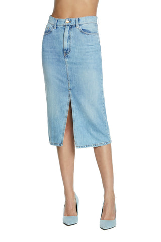 Gonna KHRISTY_2 longuette 5tasche  con spacco denim blue