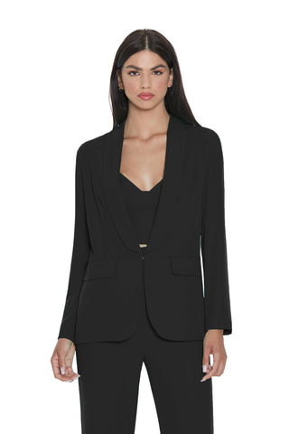 Giacca MINA manica lunga collo sciallato con gancio più patte