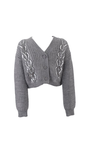 Cardigan SIMONETTA trecce spalmato lurex