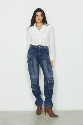 Panta patty_20_nos vita media con tasconi più patte più snap cargo fit in blue denim