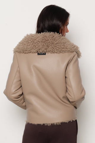 Pelliccia LOCIM eco manica lunga con inserti ecopelle più zip