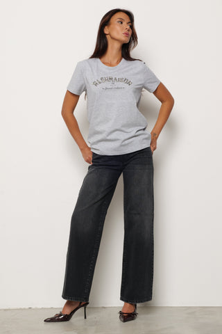 T-shirt REELS mezza manica con stampa più pietre più strass