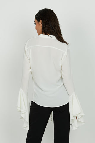 Camicia FALESIA manica lunga volant con rouches