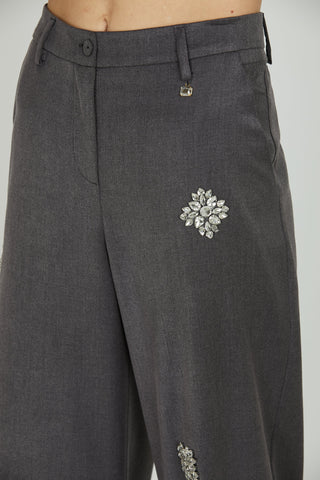 Panta AVEZ_J vita alta ampio applicazioni fiori strass