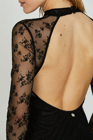 Abito SUARE lungo manica lunga pizzo scollato dietro