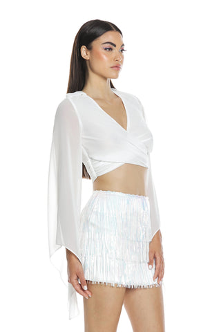 Blusa KEENE manica lunga rinascimentale sc.v incrocio con laccio dietro più zip retro