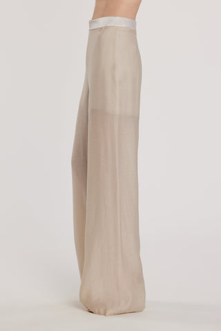 Pantalone ARGENTO vita alta ampia bustino in raso