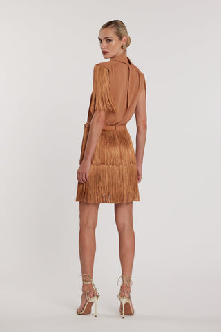 Abito CHANNEL corto tubino scollo a V profondo con frange più catena