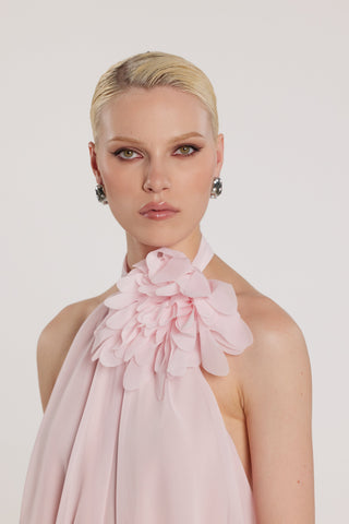 Abito TONIQUE lungo balze applicazione spilla fiore