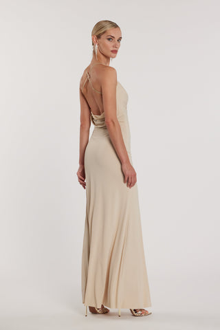 Abito PAMPAS_A lungo scollo morbido più bretelle strass più pizzo