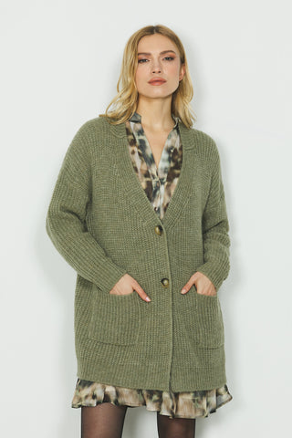 Cardigan BOFFELLI manica lunga con bottoni più tasche