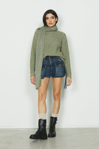 Gonna LIU_20 corta con tasconi denim blue