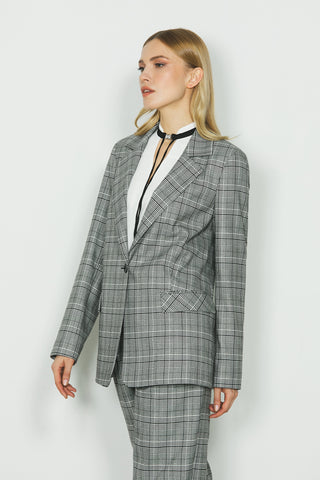 Giacca POPS_B manica lunga 1 bottone con patte principe di galles