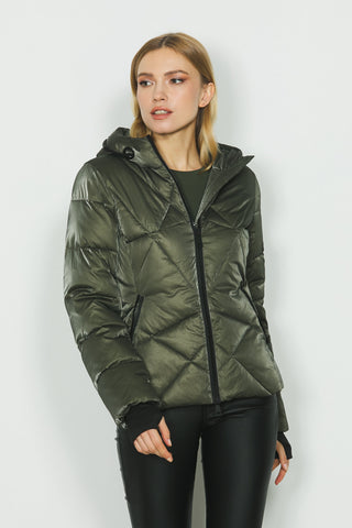 Piumino RAIMY manica lunga con polsi costina più cappuccio più coulisse più zip
