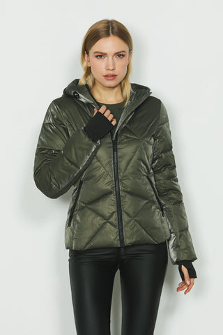 Piumino RAIMY manica lunga con polsi costina più cappuccio più coulisse più zip