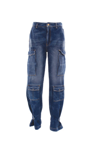 Panta patty_20_nos vita media con tasconi più patte più snap cargo fit in blue denim