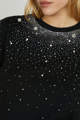 T-shirt REGNUM mezza manica con strass più pietre crystal