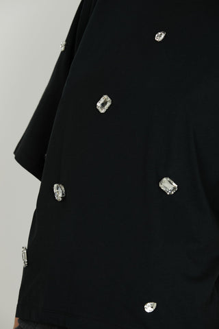 T-shirt ROMOALD mezza manica con pietre strass