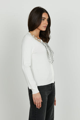Cardigan BICE manica lunga con snap più catena con foulard