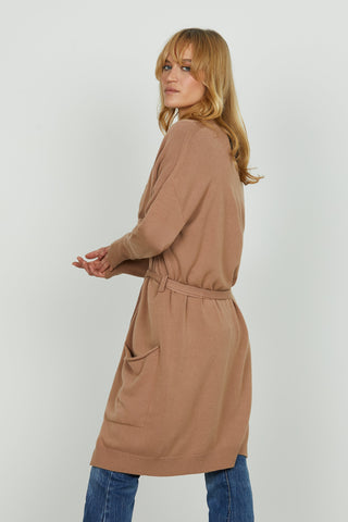 Cardigan MARNOS lungo manica lunga con tasche più cintura