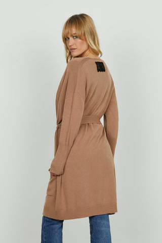 Cardigan MARNOS lungo manica lunga con tasche più cintura