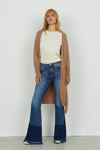 Cardigan MARNOS lungo manica lunga con tasche più cintura