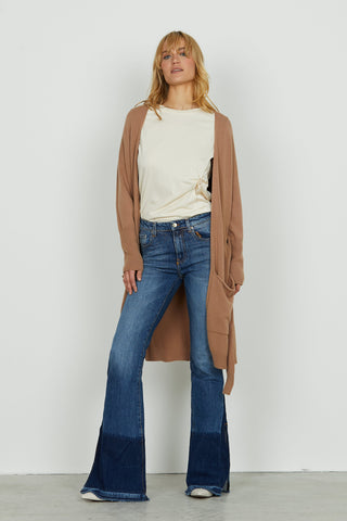 Cardigan MARNOS lungo manica lunga con tasche più cintura