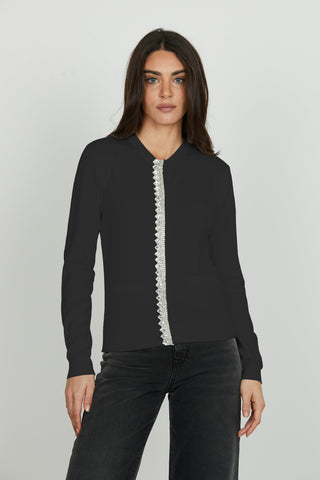 Cardigan LANAI manica lunga con snap più applicazione strass