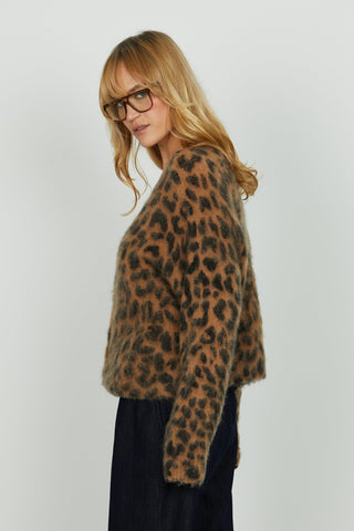 Cardigan ILUS manica lunga con bottoni gioiello fantasia animalier
