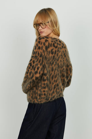 Cardigan ILUS manica lunga con bottoni gioiello fantasia animalier