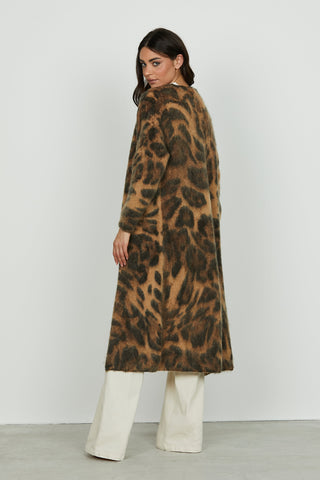 Cardigan LEAIS manica lunga lungo fantasia animalier
